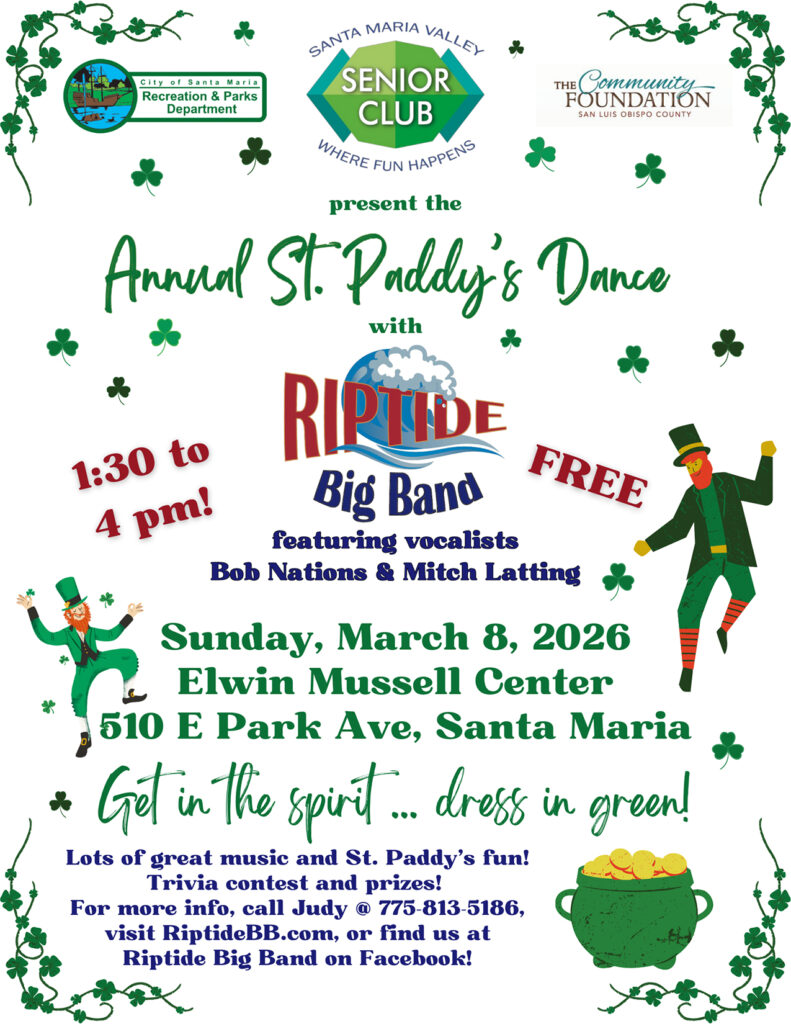 THE ANNUAL ST. PADDY’S DANCE WITH RIPTIDE!!! @ Elwin E. Mussell Senior Citizens Center